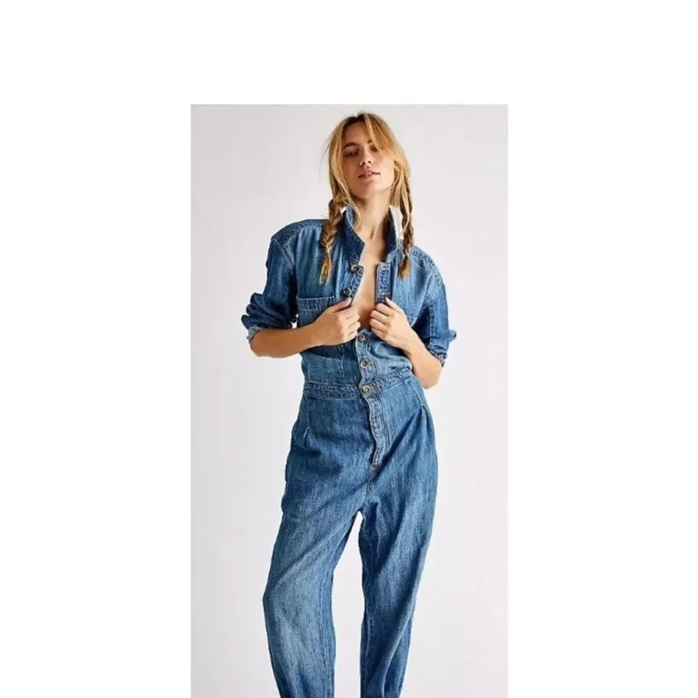 New Free People x Care FP Townes Jumpsuit in High Noon Size Small